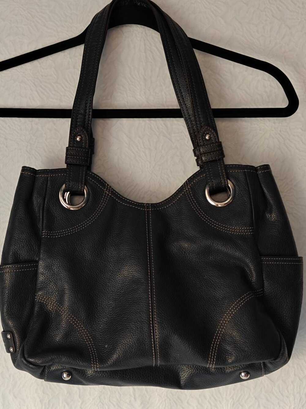 TIGNANELLO Genuine Leather Shoulder Handbag Black Purse